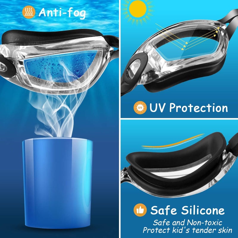 COOLOO Kids Swim Goggles, 2 Packs Swimming Goggles for Kids Girls Boys and Child Age 4-16 - Image 3